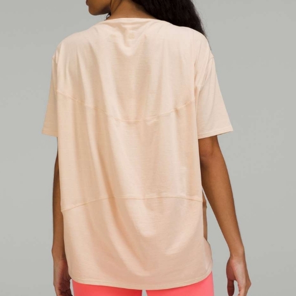 Lululemon Back in Action Short Sleeve Pima Cotton T-Shirt Stripe Prosecco Size 8 - Picture 4 of 15